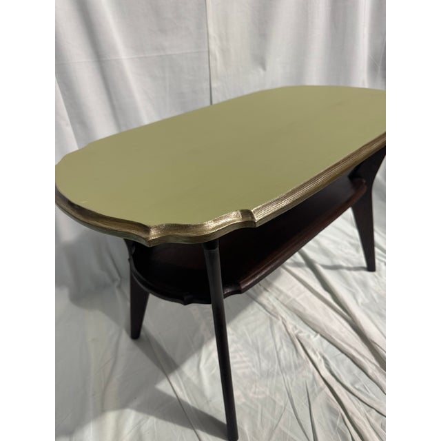 Small Two Tier Coffee Table With Sage Painted Top For Sale In Houston - Image 6 of 6