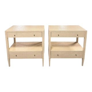 Pair of Made Goods Conrad Faux Raffia Nightstands For Sale