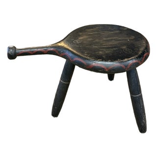 Antique American Primitive, Folk Art Tri Pod Milking Stool For Sale