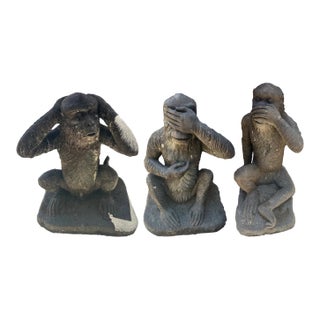 Large Scale "Three Wise Monkeys" Garden Sculptures - Set of 3 For Sale