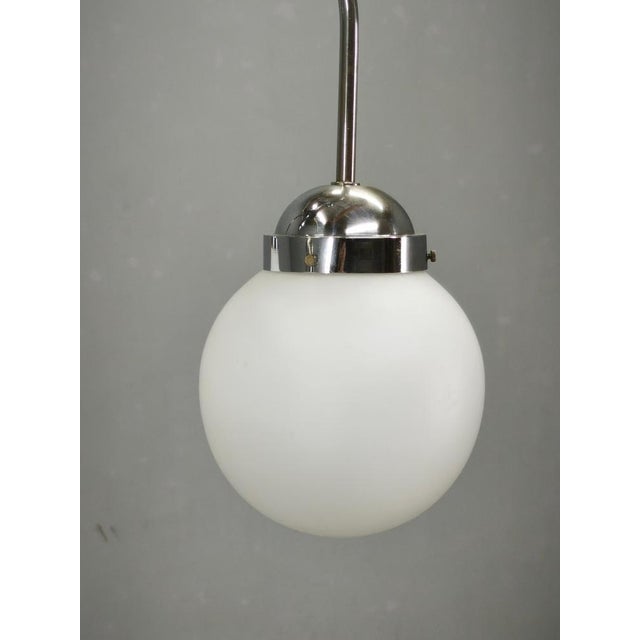 Czech Bauhaus Chandelier with Opaline Glass Globes, 1940s For Sale - Image 10 of 17