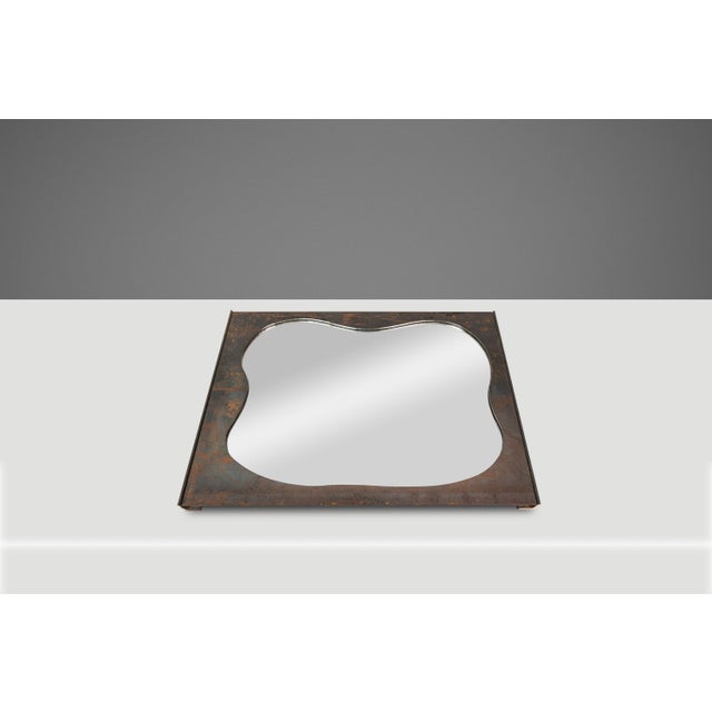 Dark Gray Brutalist Industrial Mirror Cut From Raw Patinaed Architectural Steel by Mark Leblanc for Leblanc Studios, Usa, C. 2024 For Sale - Image 8 of 17