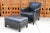 Wonderful Art Deco leather club chair with ottoman made of original leather, burlap and wood legs. From the 1990’s. Both...