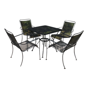 Mid-Century Style Outdoor Square Table & 4 Chairs