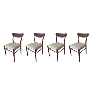 Mid-Century Wooden Dining Chairs with Wool Upholstery from Lübke, 1960s, Set of 4 For Sale