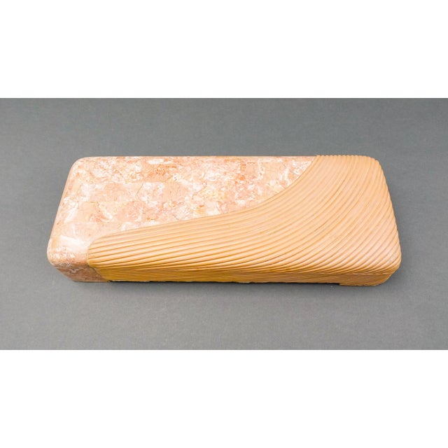 Mid 20th Century Maitland Smith Vintage Rattan Tessellated Stone Jewelry Storage Dresser Box For Sale In Miami - Image 6 of 8