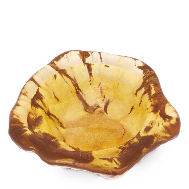 Brown Brown Hand-Blown Glass Decorative Bowls from Konsthantverk Tyringe 1 , Set of 2 For Sale - Image 8 of 9