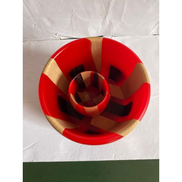 Handcrafted Wenge/Ash/Red Epoxy, Artist Signed Wood Bowls- Set of 2 For Sale In Baltimore - Image 6 of 12