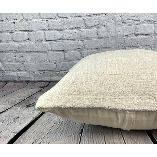 20 x 20 Hemp Pillow Turkish Cushion Natural Grayish White Pillow Cushion Cover For Sale - Image 4 of 4