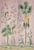 Hand Painted Blush Pink Tropical Chinoiserie Parrot Monkey Floral Mural 2-Panel Set For Sale