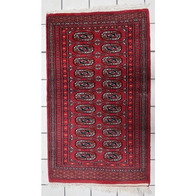 1960s, Handmade Vintage Uzbek Bukhara Rug 2.8' X 4.1' For Sale - Image 10 of 10