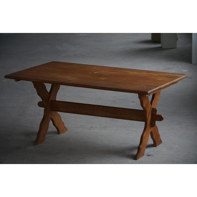 Mid-20th Century Oak Dining Table with Cross-Base, 1950s For Sale - Image 4 of 15