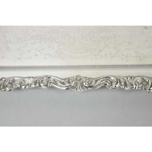 Silver Vintage Fb Rogers Victorian Silver Plated Narrow Serving Platter Bar Tray For Sale - Image 8 of 14