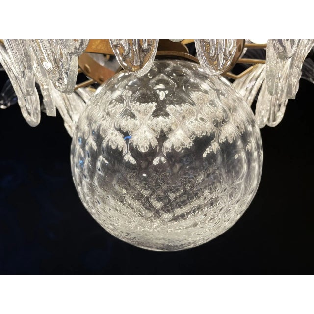 Murano Palmette Ceiling Light on Four Levels, 163 Trasparent Glasses For Sale - Image 9 of 9
