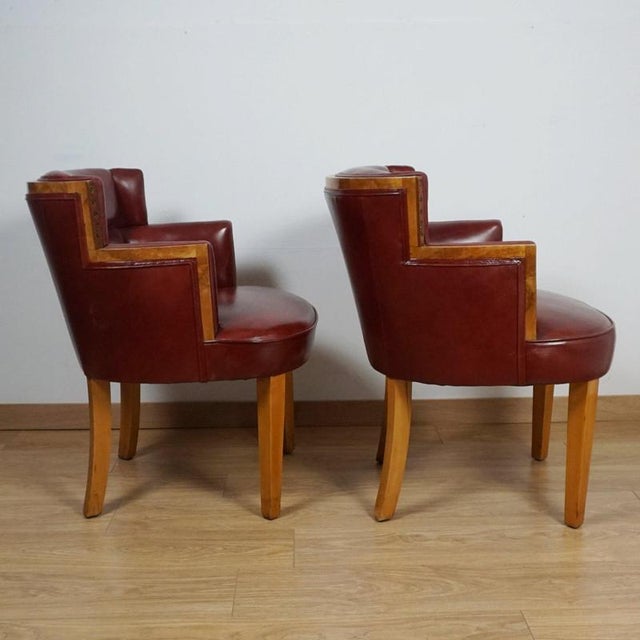 Red Art Deco Chairs by Harry & Lou Epstein, 1930s, Set of 2 For Sale - Image 8 of 10