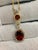 6 Carat Oval Shape Garnet and 0.6 Carat Diamond Necklace in 14 Karat Yellow Gold For Sale - Image 4 of 18