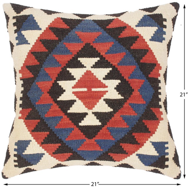 Boho Chic Bohemian Turkish Virgilio Hand Woven Kilim Throw Pillow For Sale - Image 3 of 5