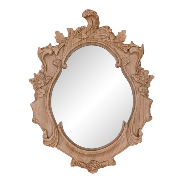 Ornate Wooden Carved Whimsical Wall Mirror For Sale