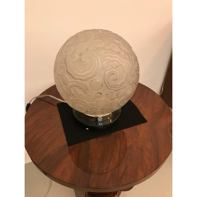 Art Deco French Art Deco Table Lamp by Sabino With Geometric Motif For Sale - Image 3 of 12