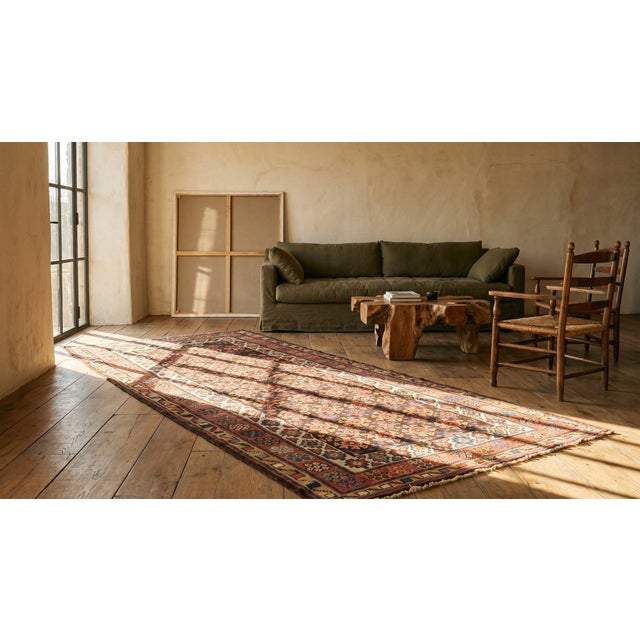 Brown 1890s Brown Geometric Tribal Antique W. Persian Kurdish Rug 3'8" X 8'8" Handknotted Woo Carpet For Sale - Image 8 of 8