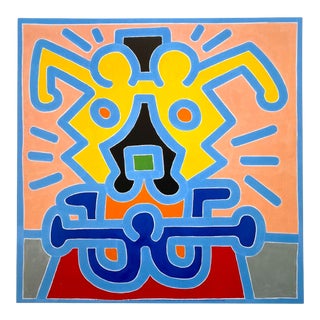 Keith Haring Estate Vintage 1999 Lithograph Print Pop Art Poster " Untitled " 1988 For Sale