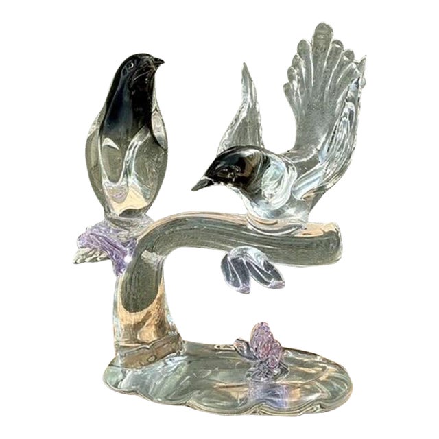 Vintage Italian Glass Lovebirds After Murano For Sale