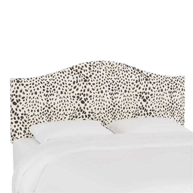 Kenmore Headboard in Cream Gray Washed Cheetah, California King For Sale