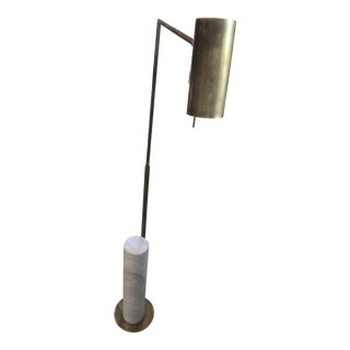 Alma Floor Lamp in Antique-Burnished Brass and White Marble For Sale
