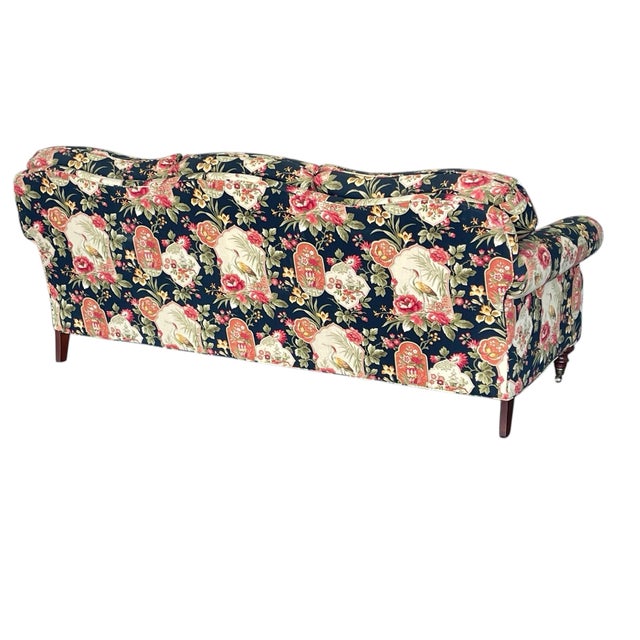 Pearson Pearson 84” Custom Three Seat Sofa in Richloom Asian Chinoiserie Fabric, Vintage For Sale - Image 4 of 17
