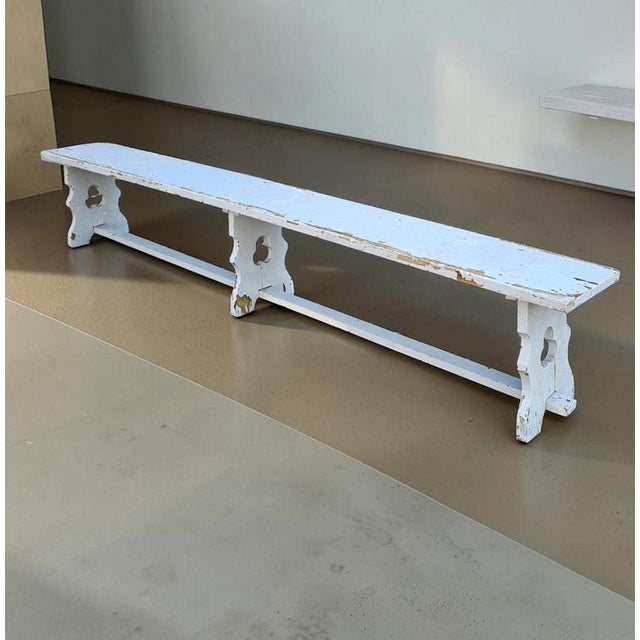 French Wooden Farmhouse Garden Bench, 1960s For Sale - Image 10 of 10