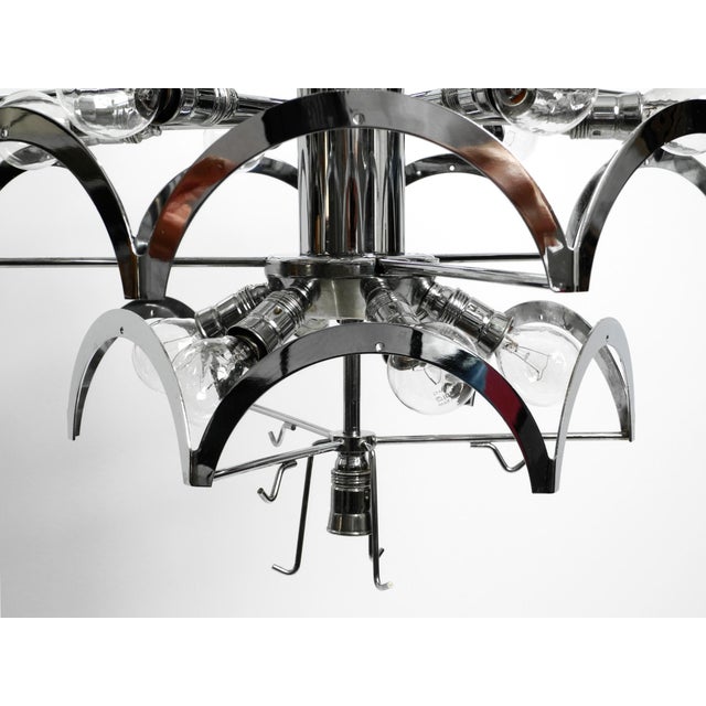 Large Chrome Metal and Glass Disc Ceiling Chandelier, 1960s For Sale - Image 11 of 18