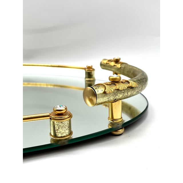 Hollywood Regency 24k Gold-Plated Mirrored Tray from Dimart Milano, Italy, 1980s For Sale - Image 16 of 18