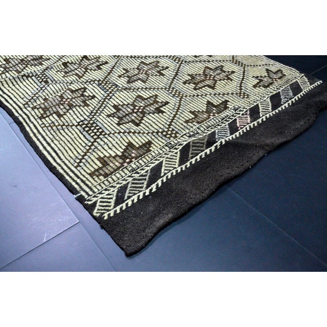 Beige Vintage Tribal Turkish Kilim Runner Rug For Sale - Image 8 of 11