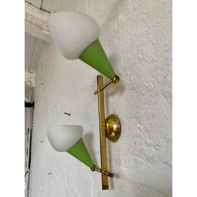 Green Italian Wall Lamps, 1950s, Set of 2 For Sale - Image 8 of 15