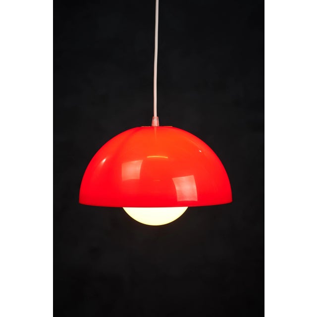 Red Mid-Century Danish Pendant Lamp, 1960s For Sale - Image 8 of 12