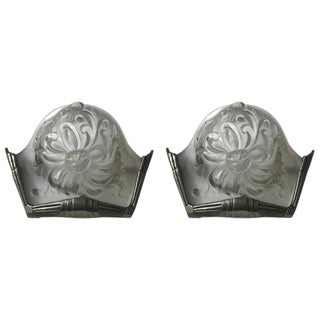 French Art Deco Sconces Signed by Sabino - a Pair For Sale