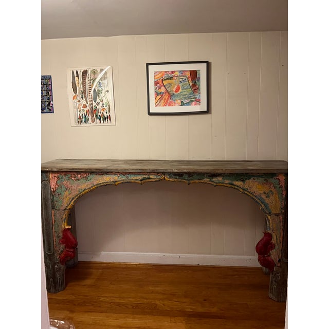 1950s Colorful Vintage Indian Large Entry Table For Sale - Image 9 of 13