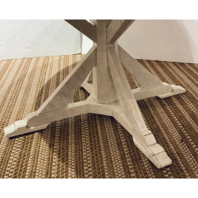 Original retail $7600, stylish Jonathan Charles Organic Modern White Washed Lazy Susan Dining Table, showroom floor sample