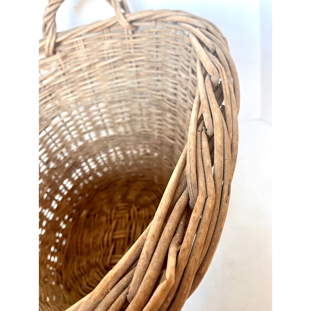 1940s French Woven Wicker Oval Market Basket For Sale - Image 12 of 12