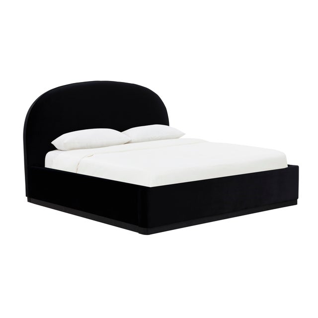 Marlow Performance Velvet King Bed, Black For Sale - Image 10 of 11