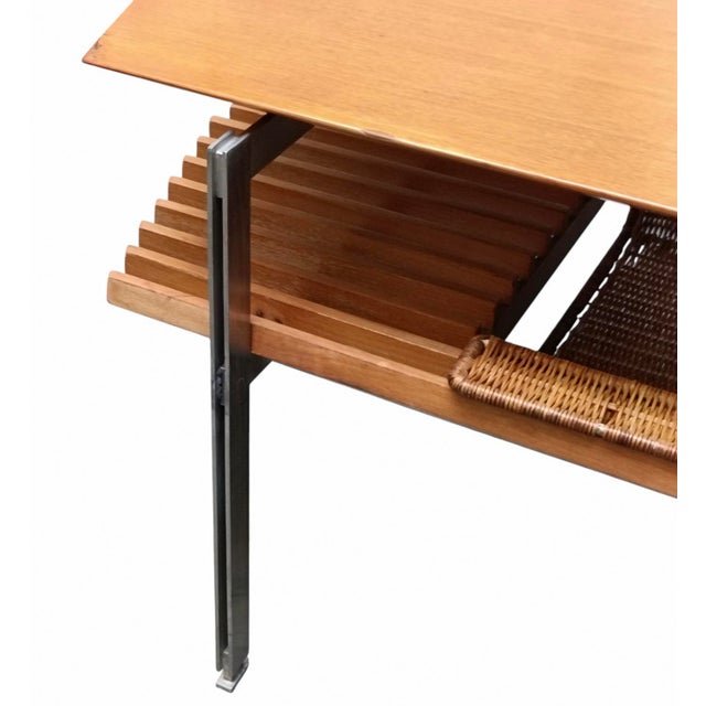 1970s Vintage Wood and Rattan Coffee Table by Giovanni Offredi for Saporiti, 1970s For Sale - Image 5 of 8