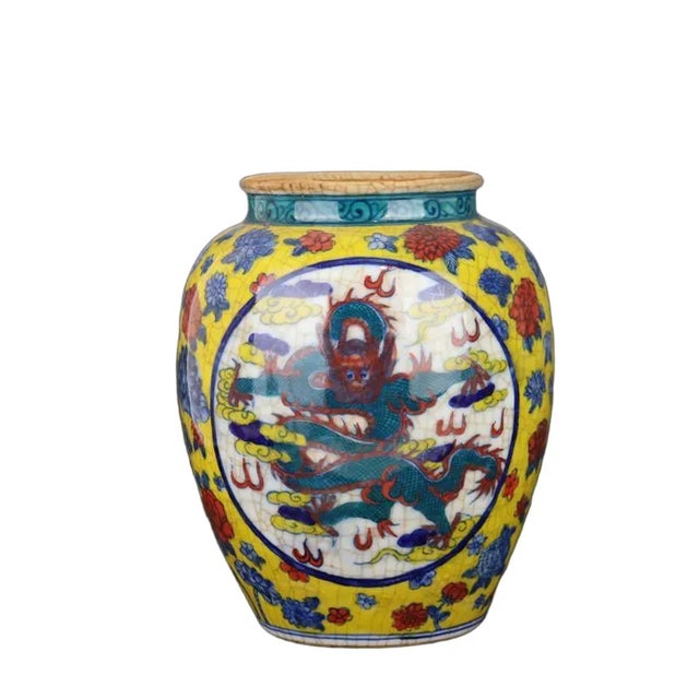Early 20th Century Chinese Vintage Ceramic Pot,Qing Dynasty Kangxi Marked Blue and White Famille Verte Porcelain Jar Hand Painted Cloud Dragon Pattern For Sale - Image 5 of 8