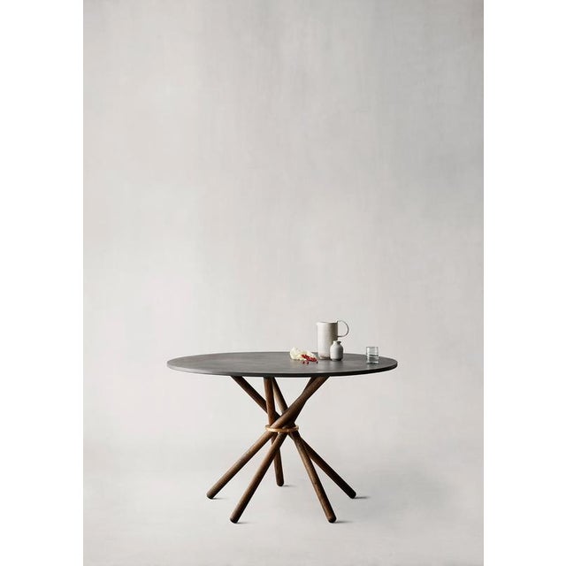 Hector Dining Table 120 with Concrete Top and Dark Oak Legs by Eberhart Furniture For Sale - Image 4 of 13