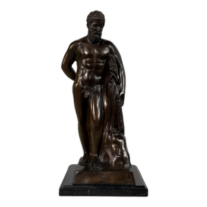 Bronze Hercules Sculpture After Farnese – Classical Weary Heracles, 24” Tall