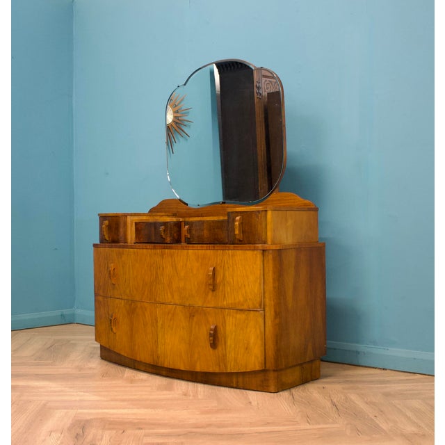 Art Deco British Burr Walnut Dressing Chest, 1930s For Sale - Image 3 of 11