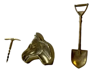 Agricultural Theme Bar Set in Brass, 1960s, Set of 3