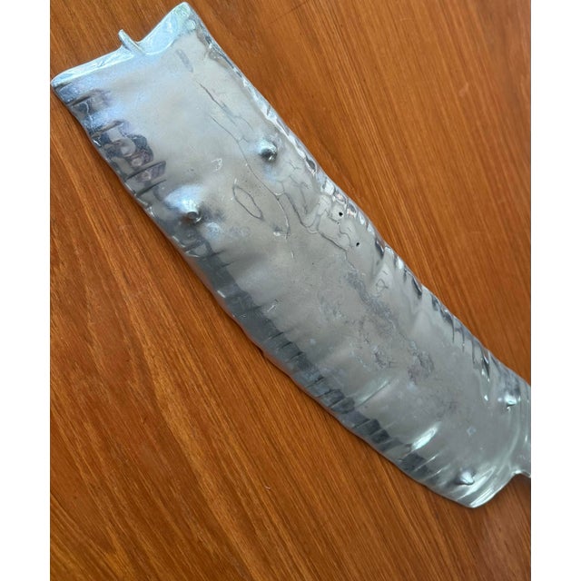 Silver Vintage Mid Century Banana Leaf Serving Tray For Sale - Image 8 of 8