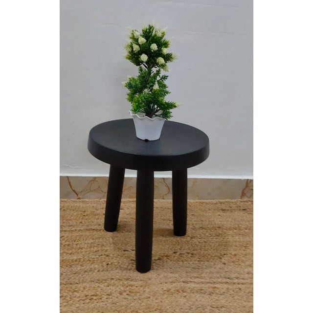 2020s Wooden Handcrafted Mid Century Small Solid Wood Milking Stool For Sale - Image 5 of 10
