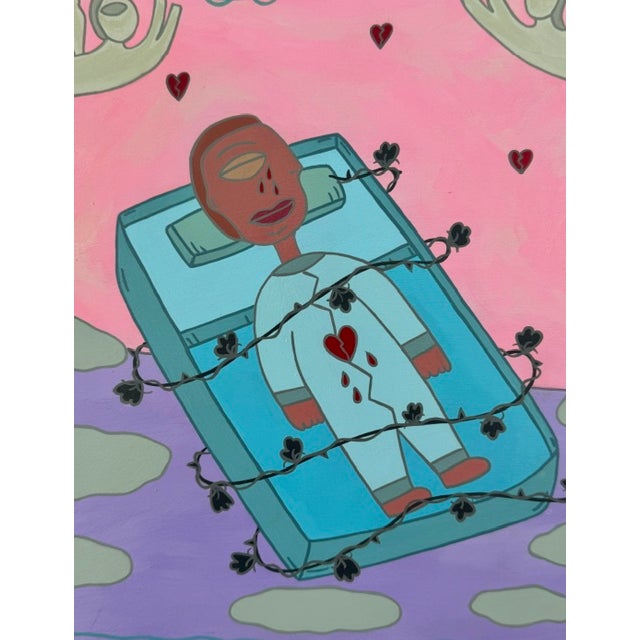 Original Acrylic Folk Art Painting From Renowned Key West Artist 'Broken Dreams' For Sale - Image 4 of 8