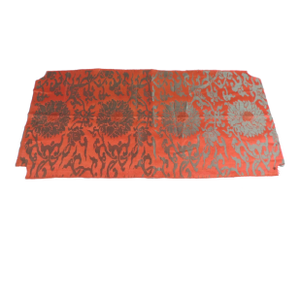 Vintage Orange and Grey Japanese Floral Woven Silk Textile Fragment